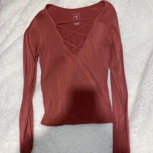 Pacsun me to we long sleeve lace up shirt